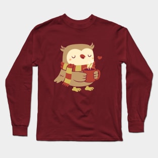 Cute Owl With Hot Cocoa For Cold Days Long Sleeve T-Shirt